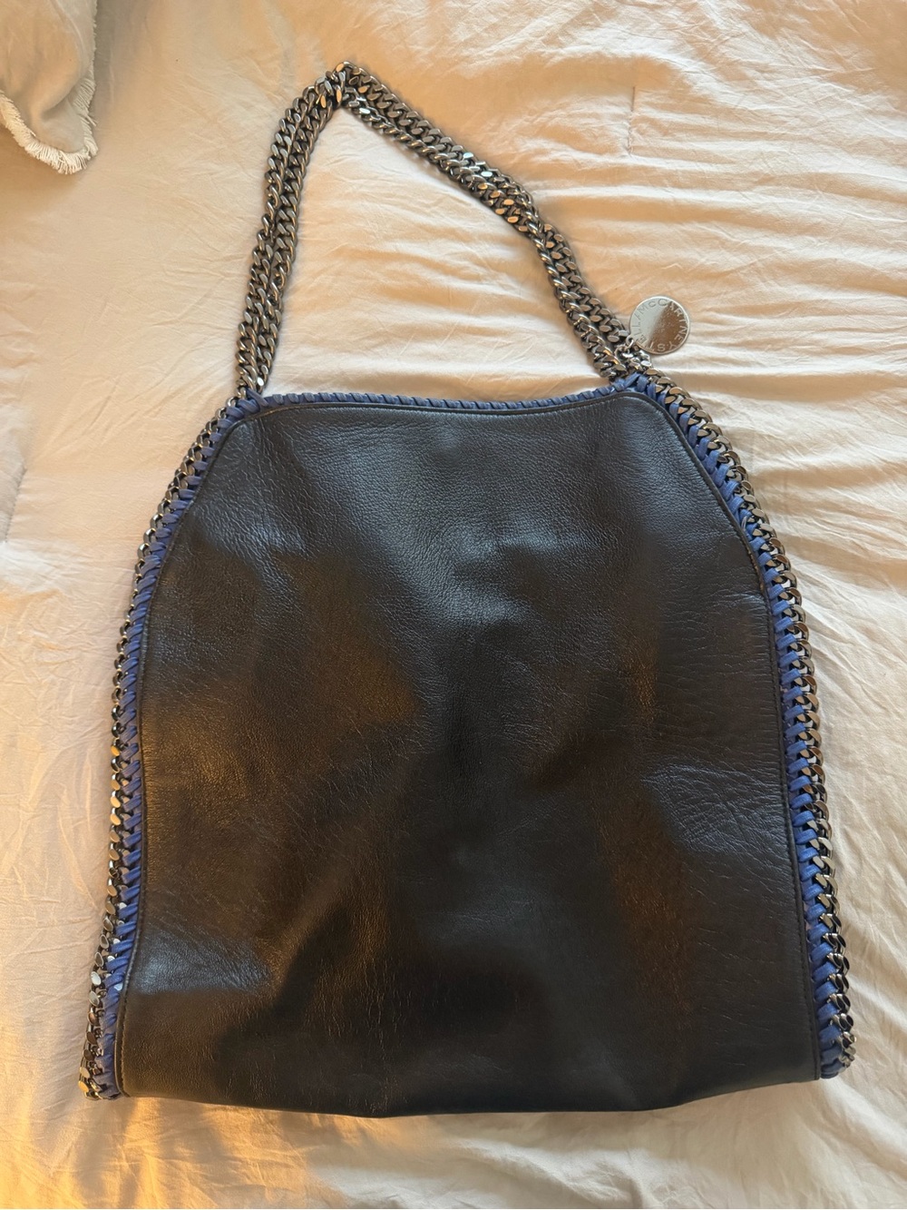 Stella McCartney Black Shoulder Tote with Blue Trim - Picture 1 of 4